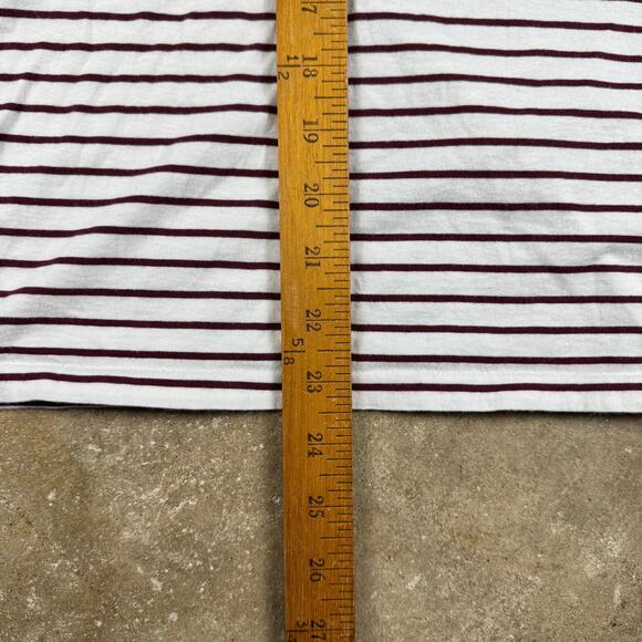 Ralph Lauren Sport Y2K Women’s XL Striped V-Neck T-Shirt Burgundy‎ White - Picture 10 of 11